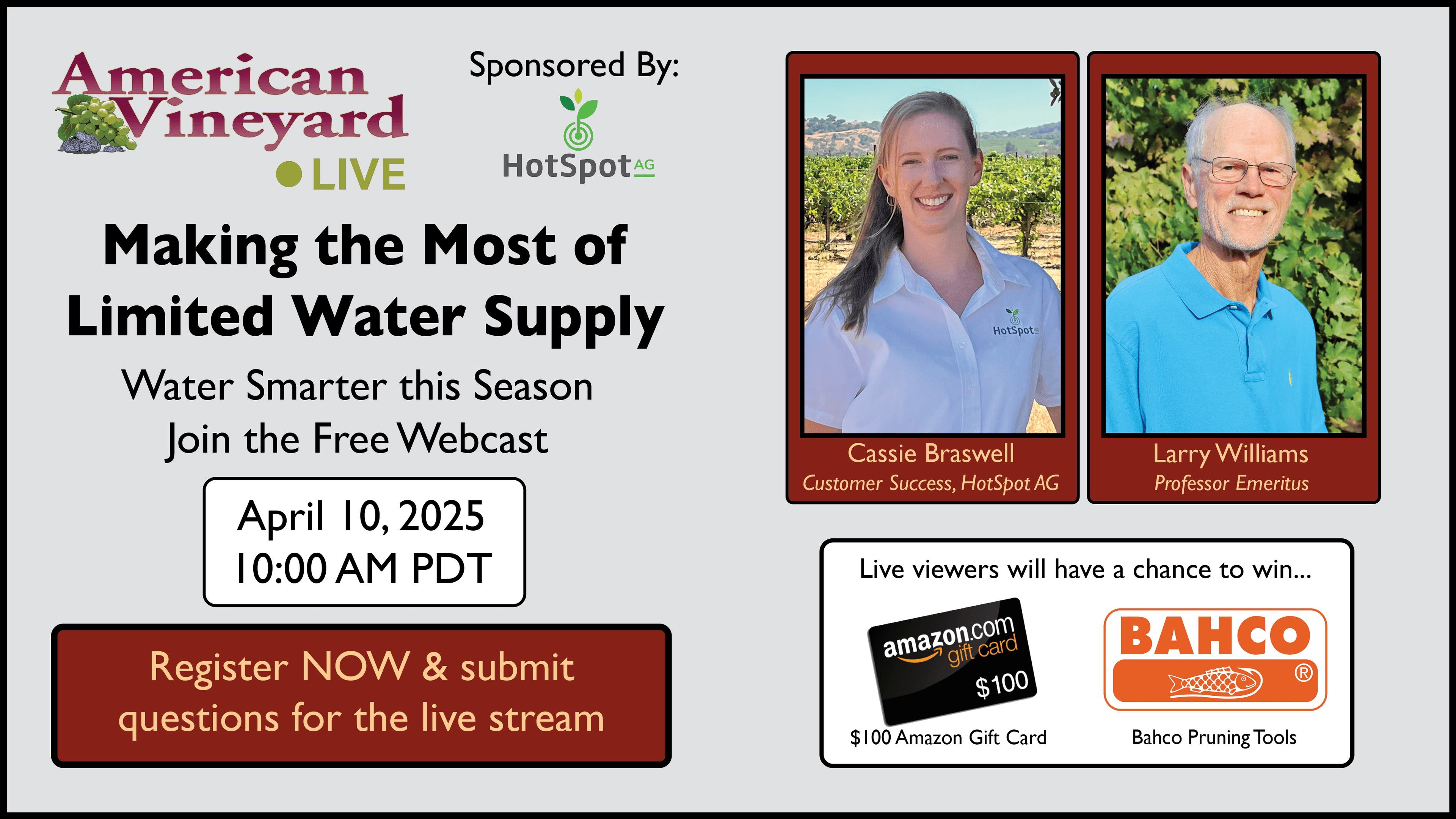 American Vineyard Live & Hot Spot Ag Present: “Making the Most of Limited Water” – A Must-Attend Webcast for Grape Growers