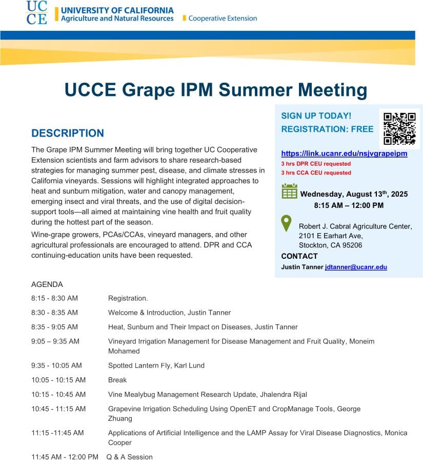 UCCE Grape IPM Summer Meeting in Stockton