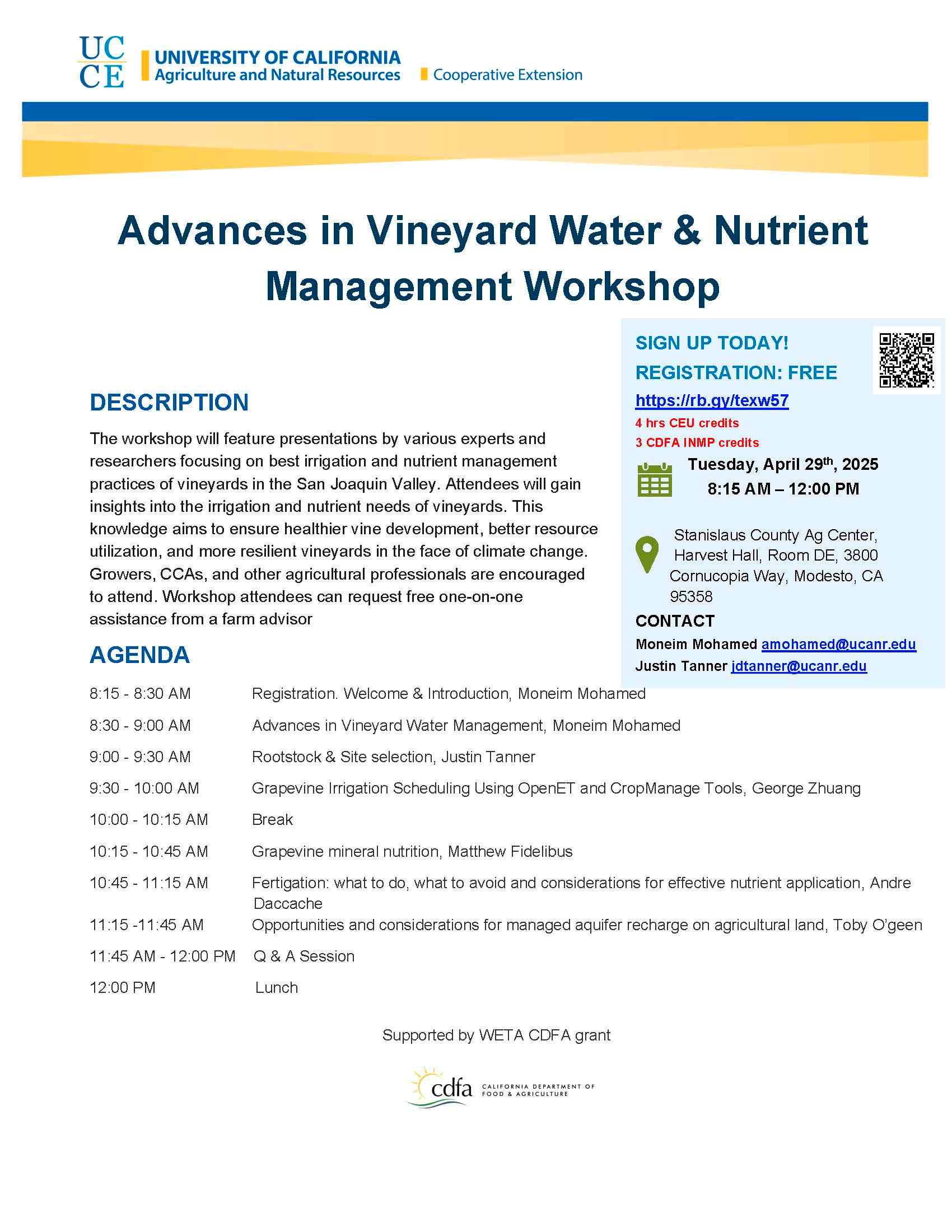 Advances in Vineyard Water & Nutrient Management Workshop